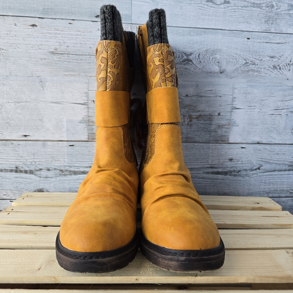 Rieker Dominika Water Resistant Winter Fall Mustard Yellow Boots Size 38 NEW - Picture 4 of 14